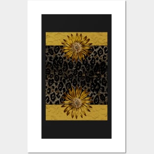 ANIMAL PRINT CHEETAH BLACK AND GOLD PATTERN Posters and Art